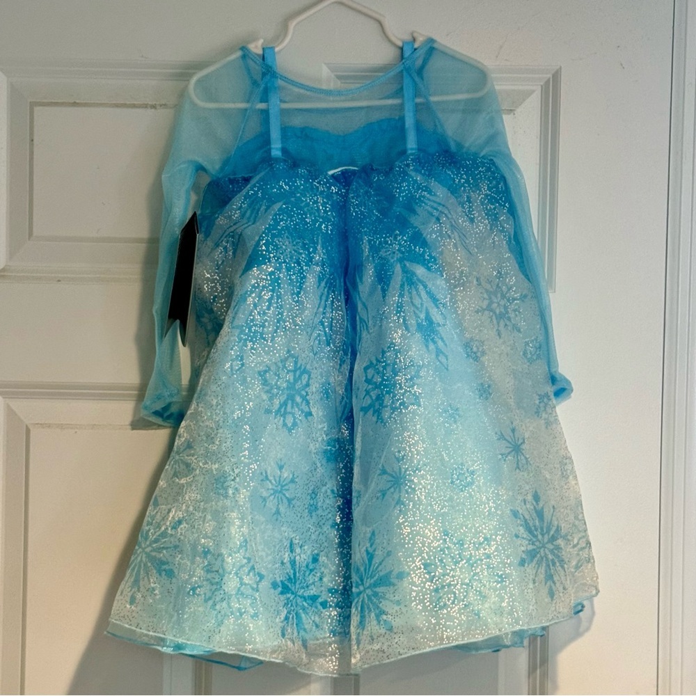 New Disney Store Frozen Elsa Costume Dress Girls 3T Sequins Princess Halloween - Picture 4 of 10